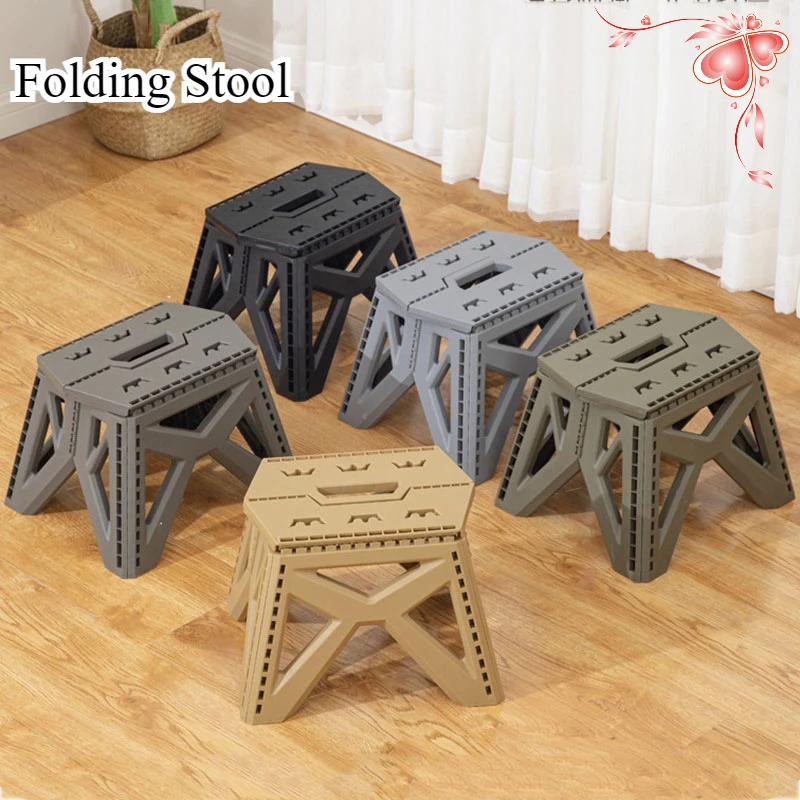 Portable Plastic Low Stool Thickened Folding Stool Outdoor Fishing Camping Chair Household Children's Stools Outdoor Furniture