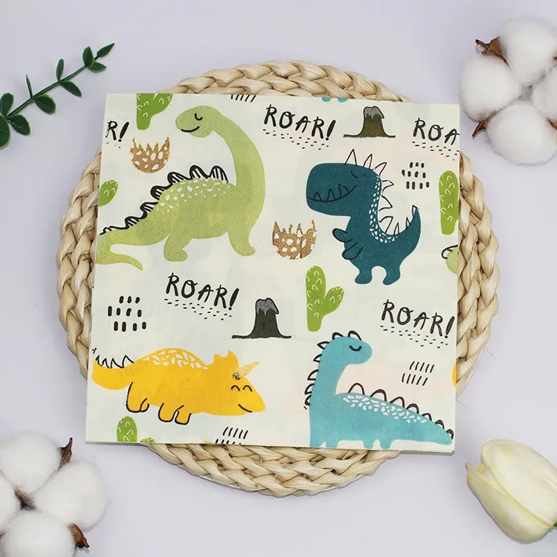 10/20 قطعة 33 سنتيمتر 2Layer حفلة عيد ميلاد المناديل ديناصور موضوع المناديل الزخرفية اللوحة الزخرفية ورقة DIY Decoupage ورقة