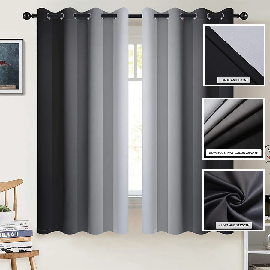 

Blackout Curtains Gradient Color Soft and Smooth window Screen drapes for Bedroom,Living Room High Shading Rate 80% Curtain