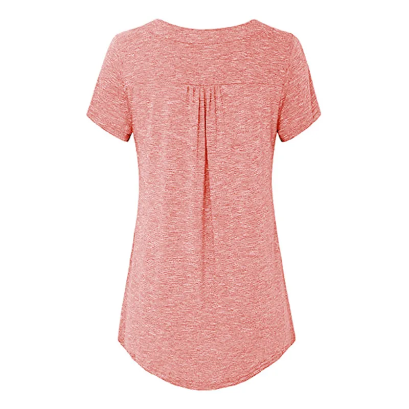 Street Sle Loose Fit Damen T-Shirt 2020 Big Size Damen Tops V-Ne ort Sve Polyester Blend Faion Sommer Top