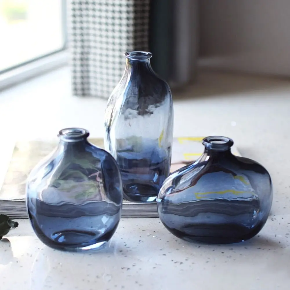 Multi-function Retro Flower Vase Glass Mini Irregular Flower Arranger Gradient Color Home Decoration Accessories