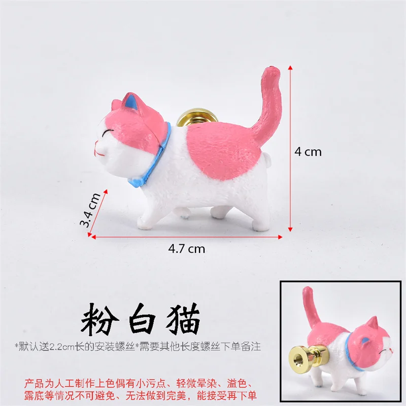 20Pcs Resin Cartoon Cat Door Pulls Single Hole Cute Animal Drawer Handles Hanging Hooks Knobs Furniture Hardware
