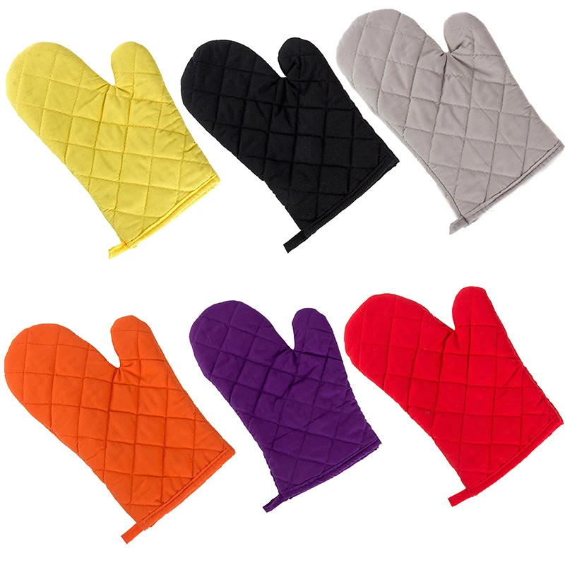 1Pcs Oven Mitts Heat Resistant Microwave Oven Glove Cotton Linen Baking BBQ Non-slip Oven Mitts Kitchen Cooking Supplies Tools