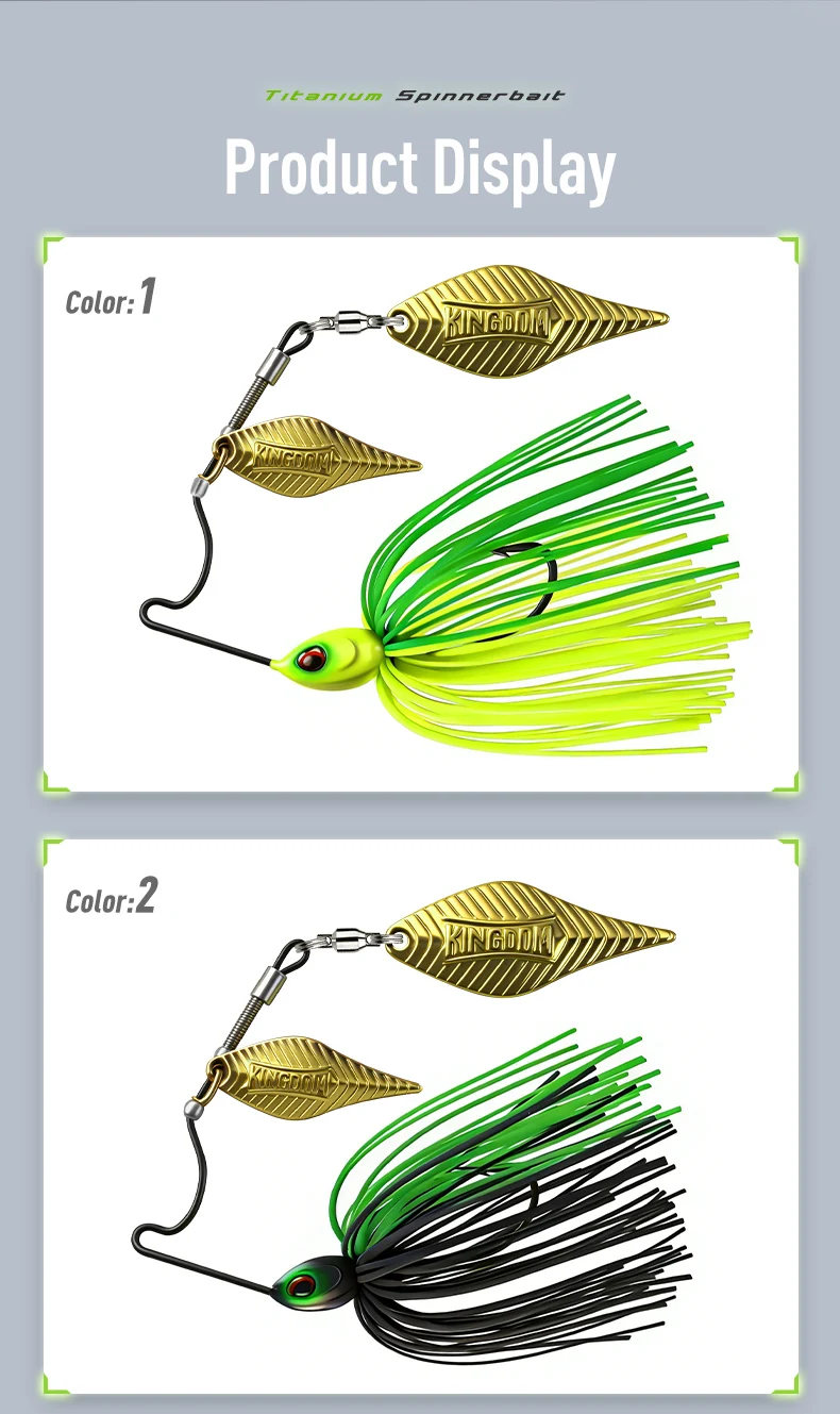 Kingdom Titanium Spinnerbait 5g 7g 10g 14g Farbiger Rock Doppel-Willow-Blade Bass Jig Süßwasser Salzwasser Für Barsch-Angeln – Detail 12