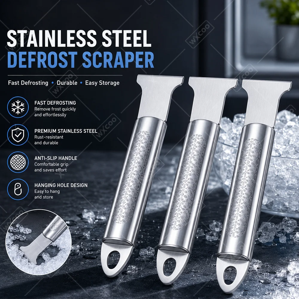 Stainless Steel Ice Scraper for Refrigerator Freezer Non-Slip Handle Fridge Deicer Defrosting Shovel Deicing Tool Kitchen Gadget