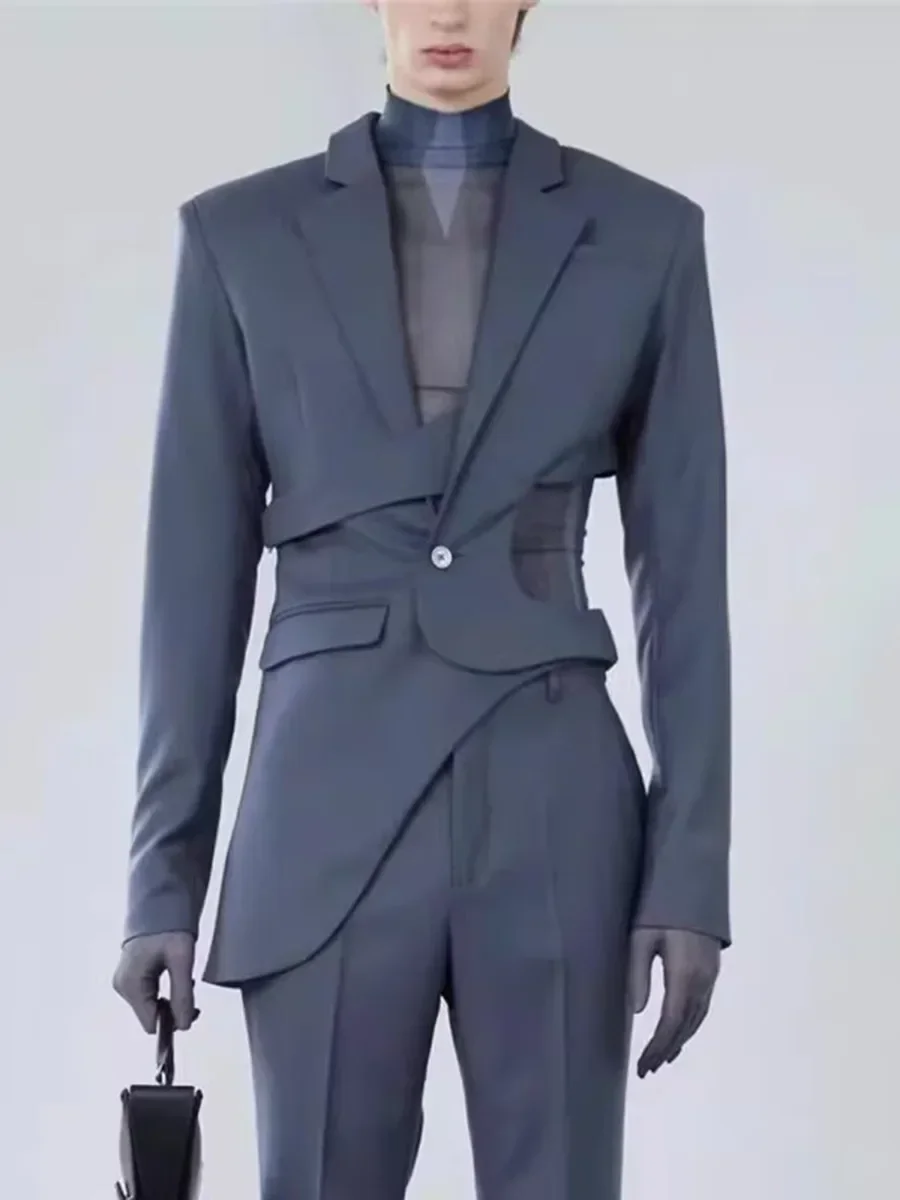 Frauen anzüge 1 Stück Blazer unregelmäßigen Saum Mode jacke lässig Street Wear heißen Mädchen Mantel fallen sexy hohlen Outfit