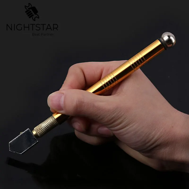 Glass Cutter Diamond Tip Steel Blade Cutting Tool Oil Feed Glass Cutter Antislip Metal Handle 175mm For Hand Tool Glass Cutting