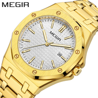 MEGIR Men's Watches Fine Steel Fashion Original Quartz Analog Watch for Man Waterproof Luminous Date Texture Dial Wristwatch