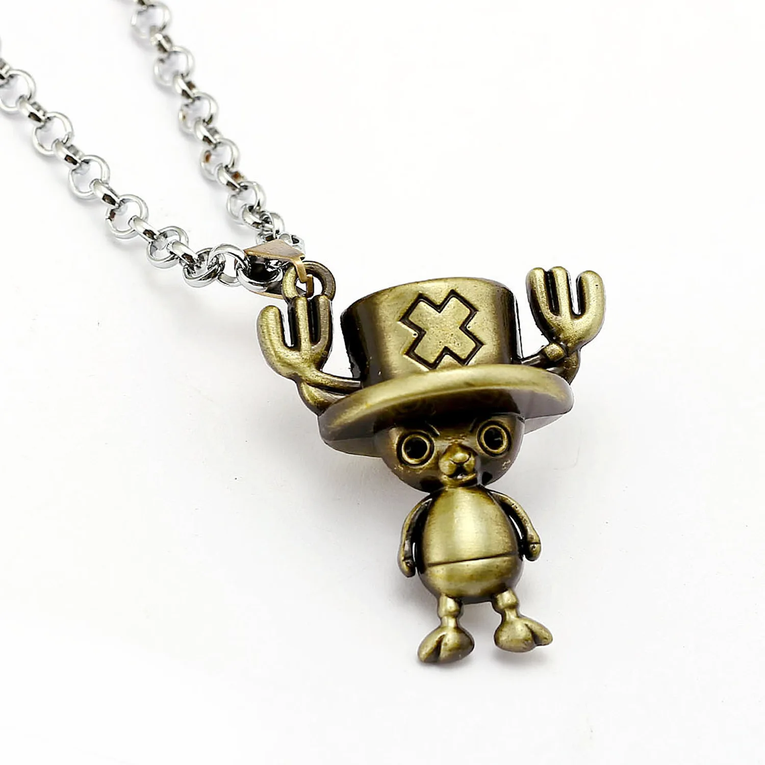 Anime One Piece Tony Chopper Necklace Figure Model Kids Toys Gift Cosplay Metal Pendant Jewelry