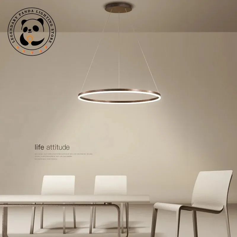 

Modern Led Ring Chandelier Dimmable Minimalist Decoration for Table Dining Living Room Pendant Lamps Home Hanging Light Fixtures