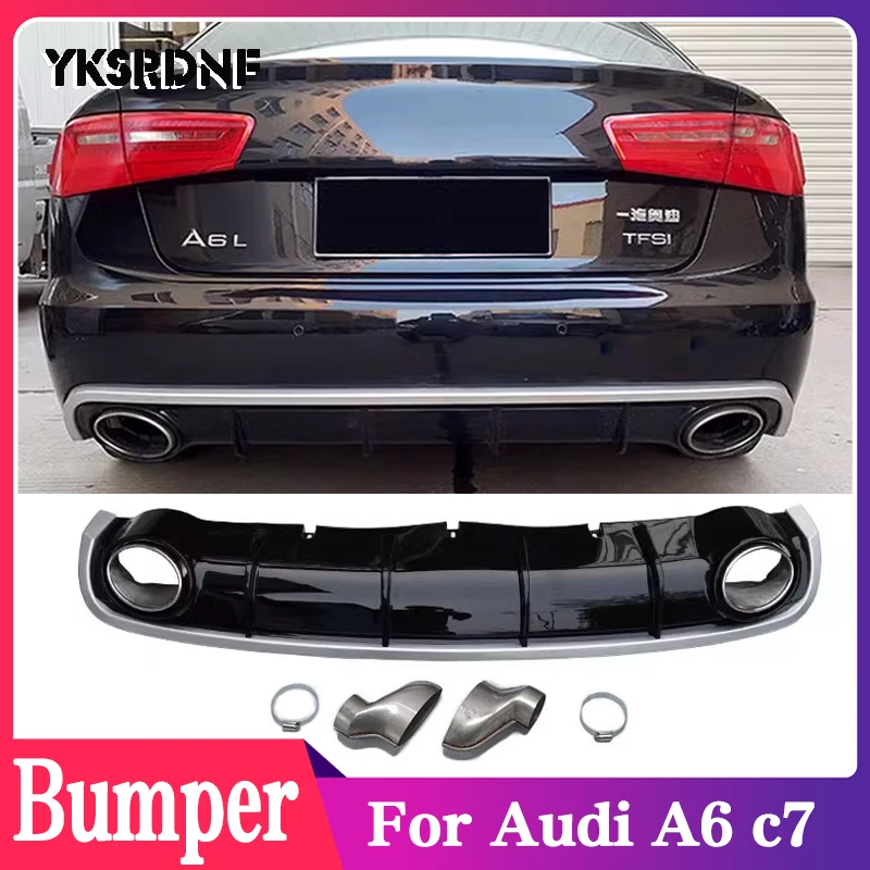 A6 C7 ABS Rear Bumper Lip Diffuser for Audi A6 2012-2015 Car Styling (Only fit standard A6) 