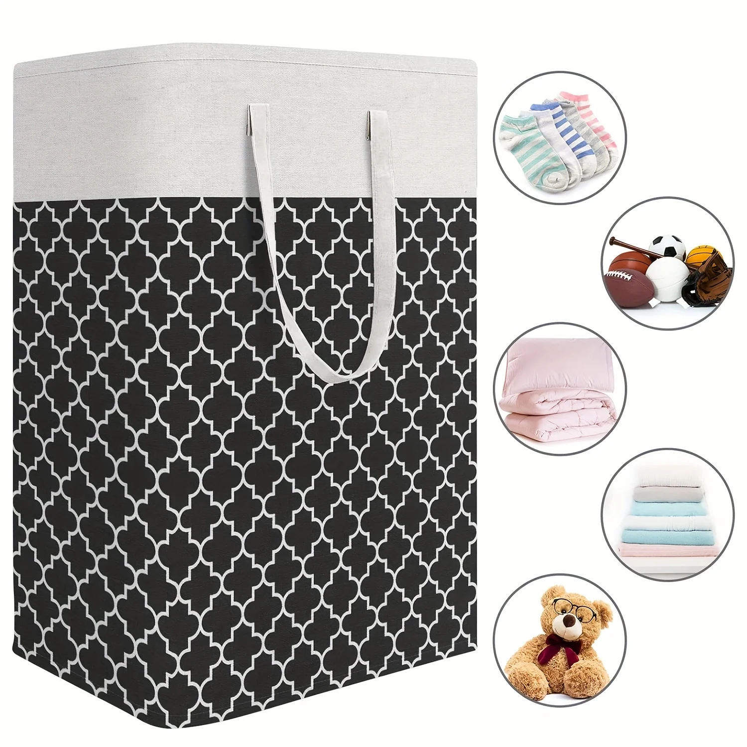 Baskets, Laundry Hamper With Long Handles, Collapsible Waterproof Clothes Hamper, Durable Tall Laundry Bin, Clothes Hamper For B