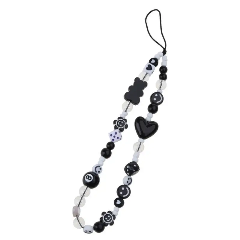 P9FE Handy-Zubehör, Harz, Bär, Würfel-Herz, Perlen-Lanyard, Handgelenkschnur für Frauen, handgefertigte Handykette, Handy-Gurt – Detail 10