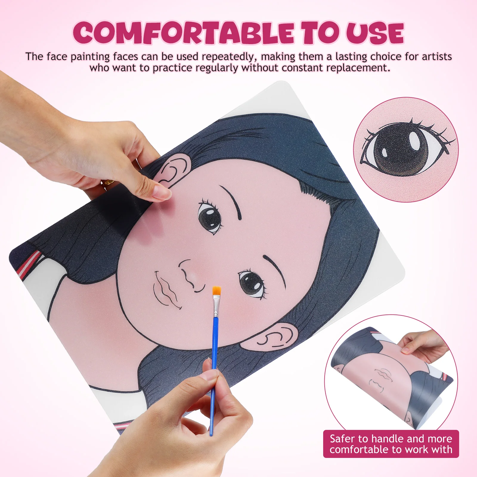 

Face Painted Board Reusable Makeup Practice Washable Painting for Exercise Child Makeup Face Painting Practice Board Face Paint