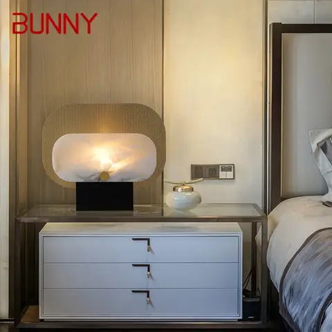 BUNNY-Lámpara de mesa de mármol nórdico, arte moderno de lujo, sala de estar familiar, dormitorio, LED, luz de escritorio decorativa creativa