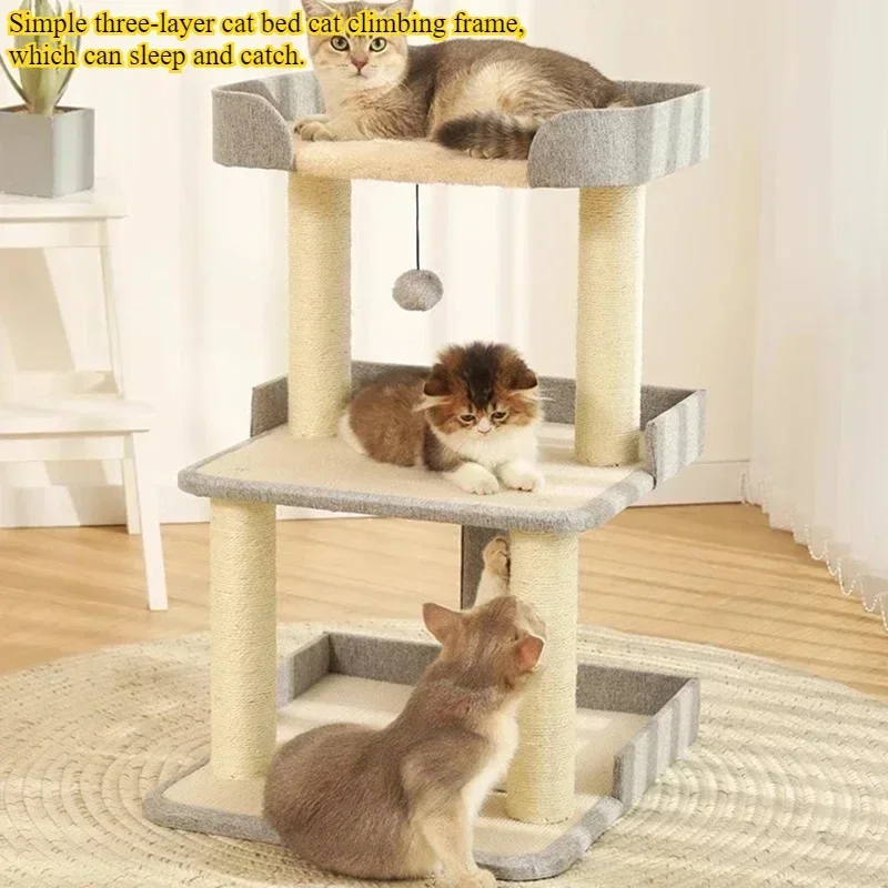 Pets Toy Pole Wood Cats Tree Tower Scratching Post Steak Large Kitten Cats Tree Shelf Condo A Chats Accessories for Cats