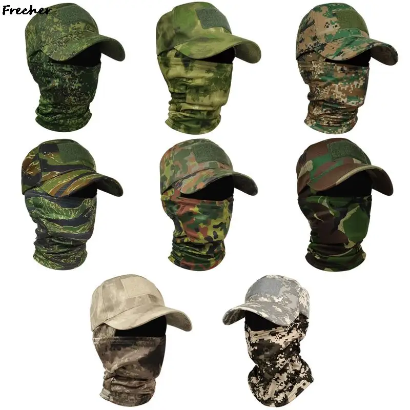 

Full Face Cover Headgear Summer Breathable Cycling Cap Anti-UV Snapback Hat Camouflage Fashion Men Jungle Hiking Balaclava Caps