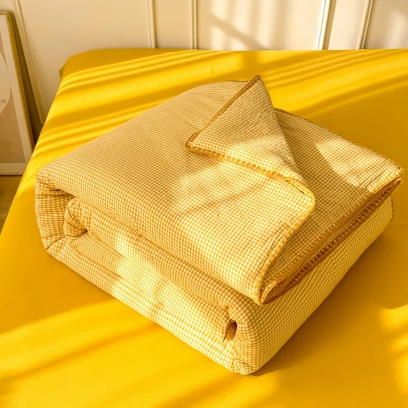 New yarn-dyed washed cotton shell edge cotton summer quilt single piece air conditioner quilt, no bed sheet and pillowcase