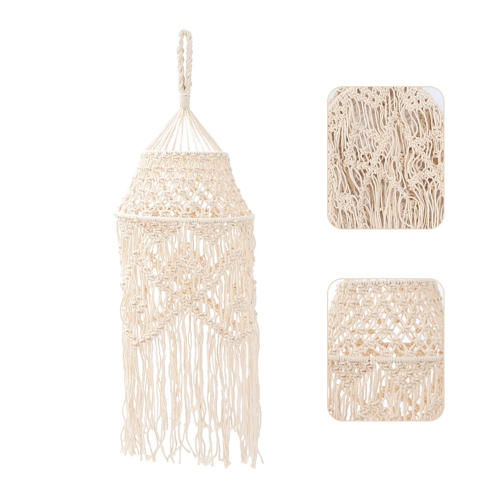 

1Pcs Bohemian Style Woven Tassel Lampshade Handcrafted Hanging Pendant Light Cover Decorative Lamp Shade Tassel Lampshade