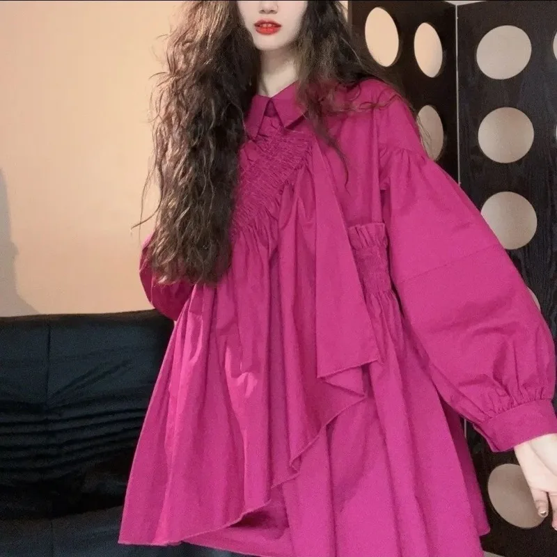 

High-end and Stylish Women's Spring Lantern Shirt, New Korean-style Loose Doll Concealer Top, Showing A Slender and Unique Look