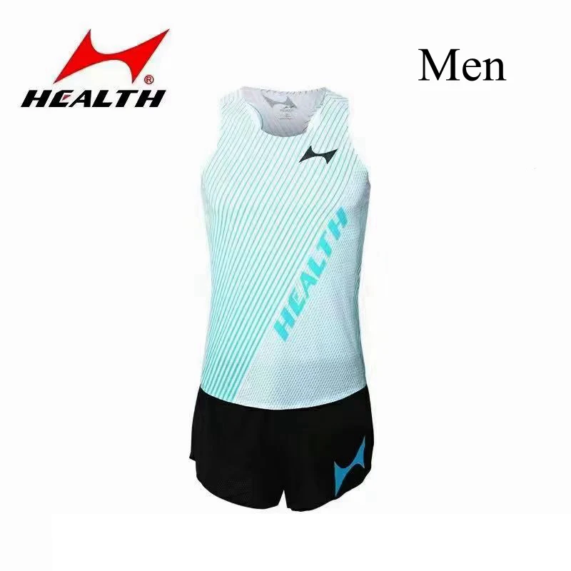 Health Summer Running Suits Men Sprint Vest And Shorts Breathable Sprints Outdoor Marathon Uniform Track And Field Sets