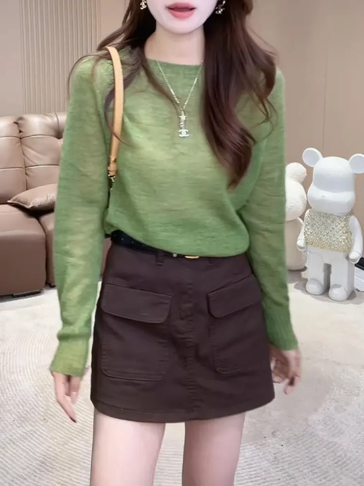 

Korean Sle Unique Faionable Spring Autumn New Small Fraance Wind Knitted Sweater f Skirt Two Piece Set Women's Clothing