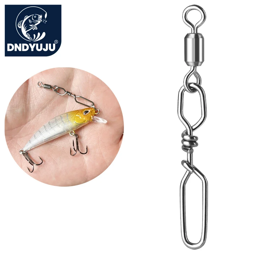 DNDYUJU 20pcs Stainless Fishing Barrel Rolling Swivels Snap High Strength Clip Lure Fishing Connector Fishing Accessories