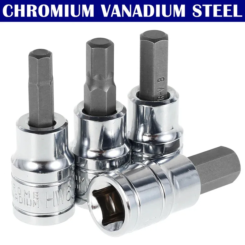 9/10Pcs Hex Socket Set Sturdy H e x Key Socket Professional3/8inch Drive Drill Bit Metric Tool Set Durable Impact Socket Set