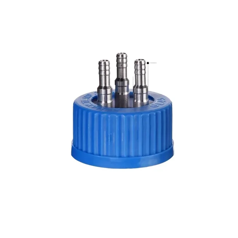 Blue Sampling Bottle Cap 1/2/3/4 Hole Single Pass Double Pass Laboratory Threaded Mouth Reagent Bottle Stainless Steel Cap