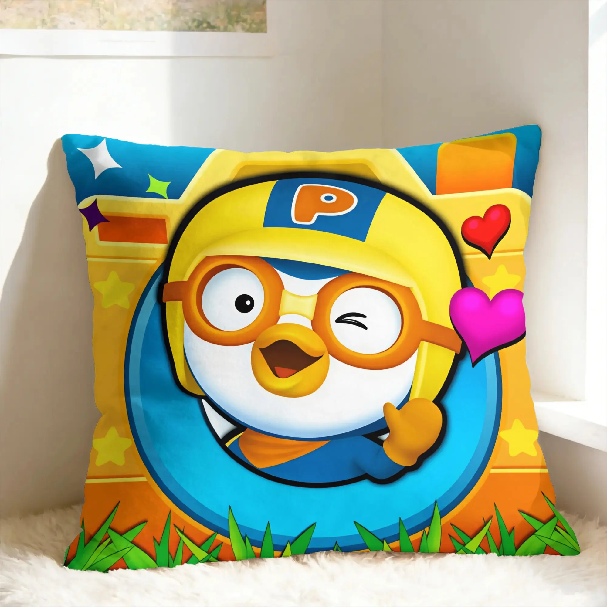 Cartoon P-PororoS Pillow Case  Retro Trendy Pillow Cover Custom Pillowcases For Sofa Car Home Decor