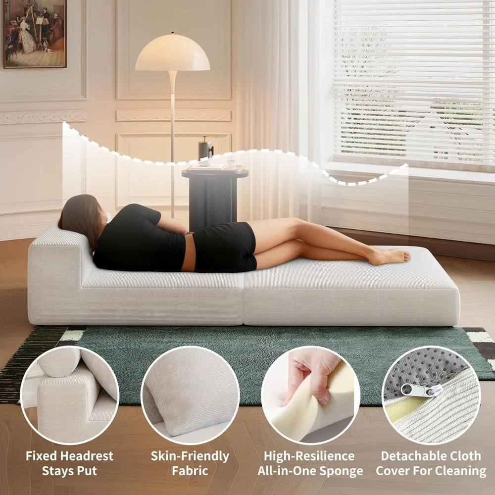 أريكة سرير قابلة للتحويل مع وسائد - أريكة أرضية واحدة مملوءة بالرغوة عالية الكثافة للمساحات الصغيرة