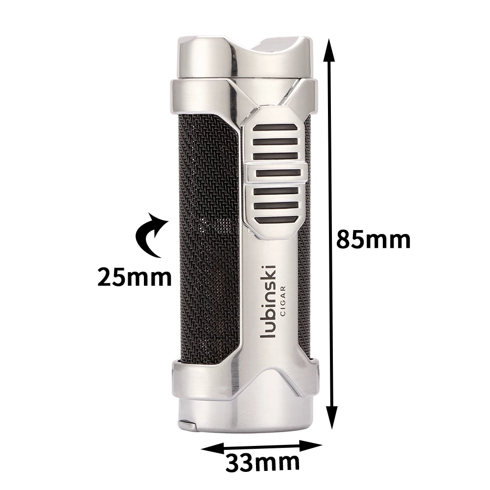 Lubinski Metal Cigar Lighter Multifunctional Cigarette Lighter Practical Cigar Punch Tobacco Holder with Exquisite Gift Box