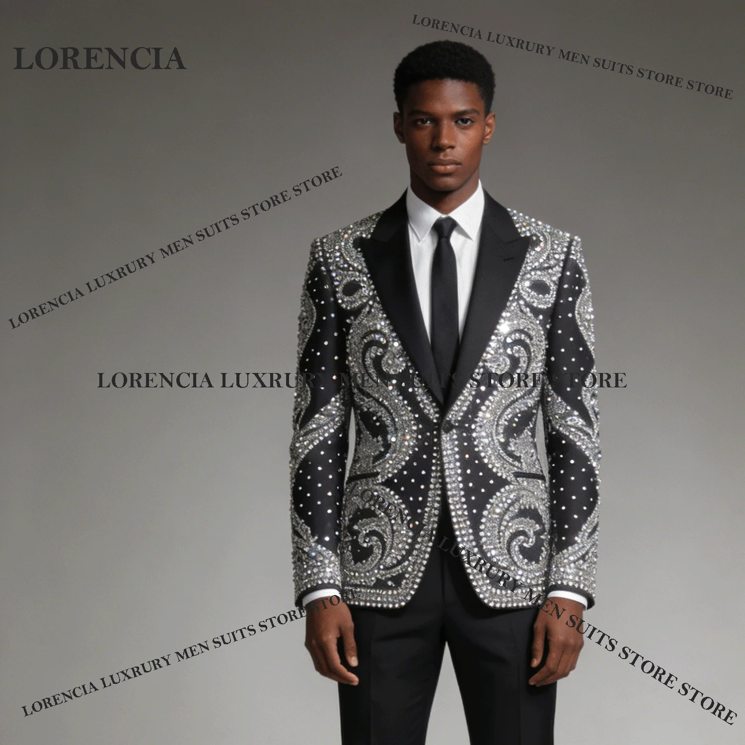 

Изысканный индивидуальный мужской костюм с кристаллами и стразами, блестящий жаккардовый смокинг жениха, пиджаки для свадебной вечеринки, комплекты из 2 предметов, ropa hombre
