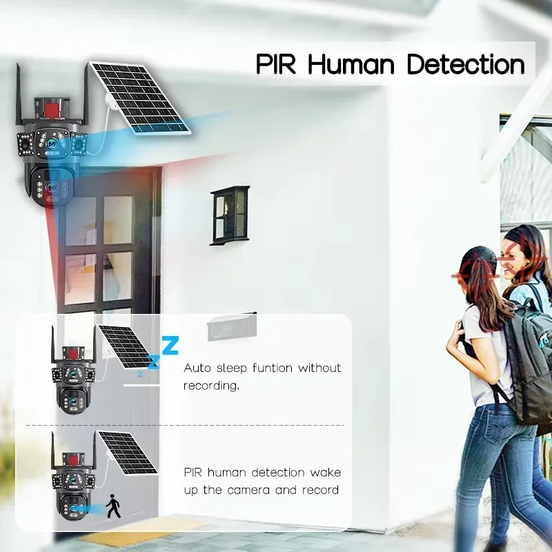 AIOOK V380 Solar Camera HD 8MP 4K WIFI IP Camera Outdoor Waterproof Two-way Intercom Night Vision CCTV Mobile Tracking 4G Camera