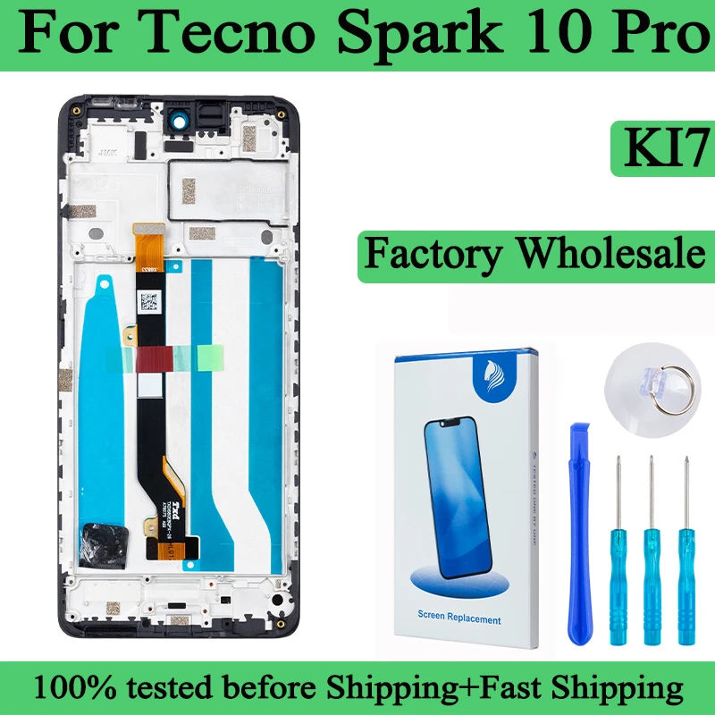 KI7 100% Tested Premium Lcd For Tecno Spark 10 Pro Display Touch Screen Digitizer Panel Assembly LCD SCREEN WITH FRAME