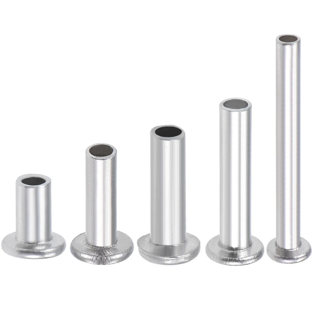 100 Pcs M2x4/6/8/10/14/16mm M2.5x8/14/16mm M3x5/12/14/18mm Aluminum Flat Head Semi-Tubular Rivets Silver Tone