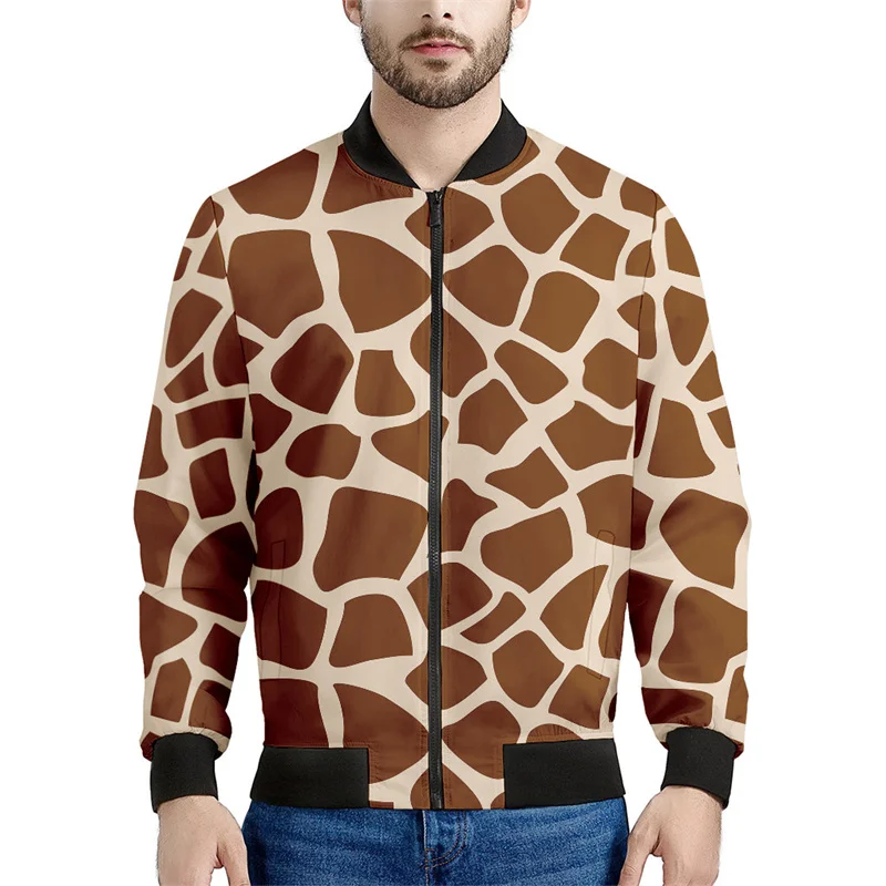 Fashion Giraffe Skin 3d Printed Jacket Men Spring Loose Sweatshirt Kids Cool Casual Bomber Zipper Jackets Streetwear Tops Coat