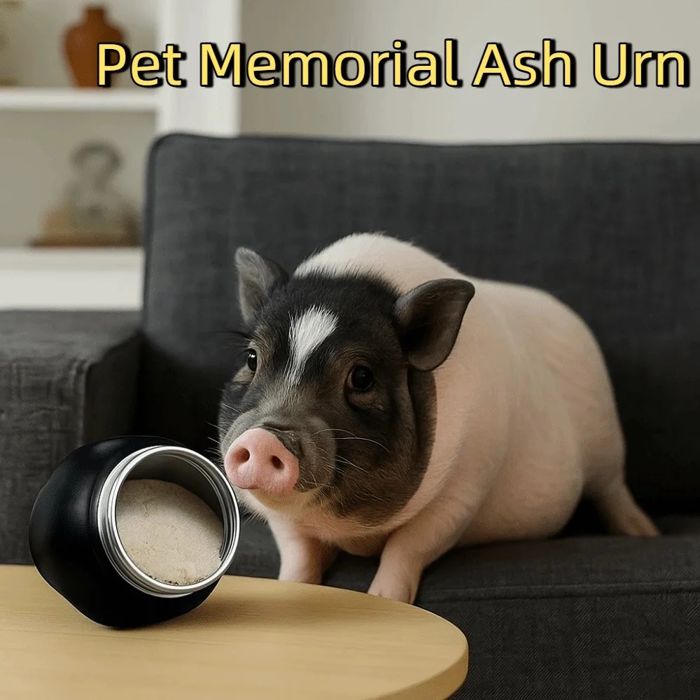 

Stainless Steel Pet Memorial Ash Urn Black Sealed Jar Dog Cremation Urn Moisture-Proof Ash Storage Container Home Memorial