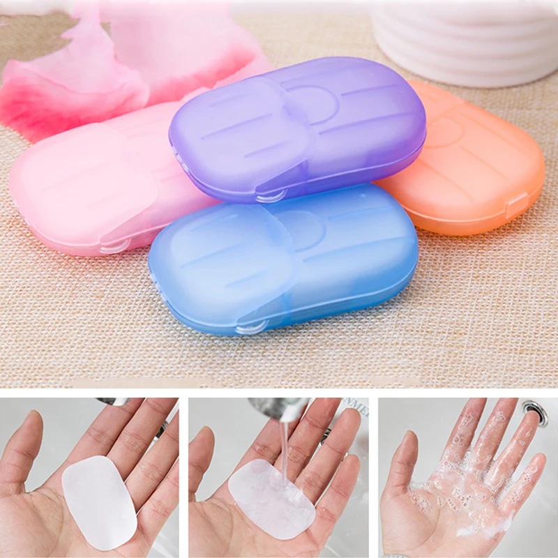 1/3/5PCS / Box Travel Portable Disinfecting Paper Soaps Washing Hand Mini Disposable Scented Slice Sheets Foaming Soap Case