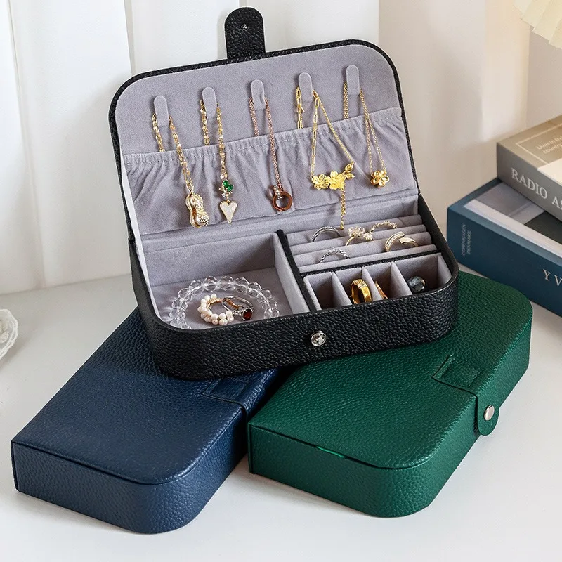 Luxury Minimalist Lychee Pattern Leather Jewelry Box Ring Earrings Necklace Bracelet Earrings Display Box
