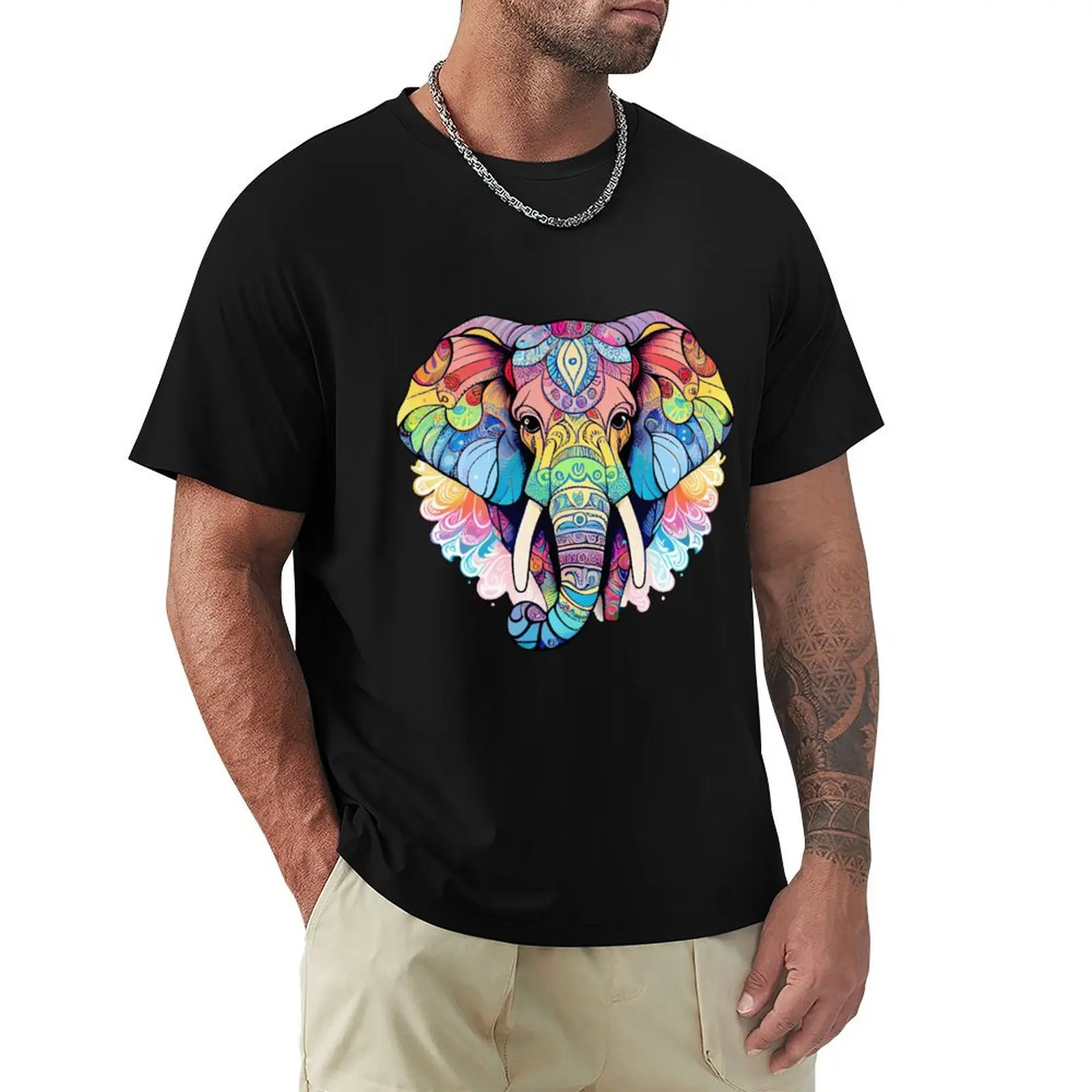 

Elephant colorful mandala T-Shirt hippie clothes luxury designer new gifts and t-shirts summer tops mens graphic t-shirts pack