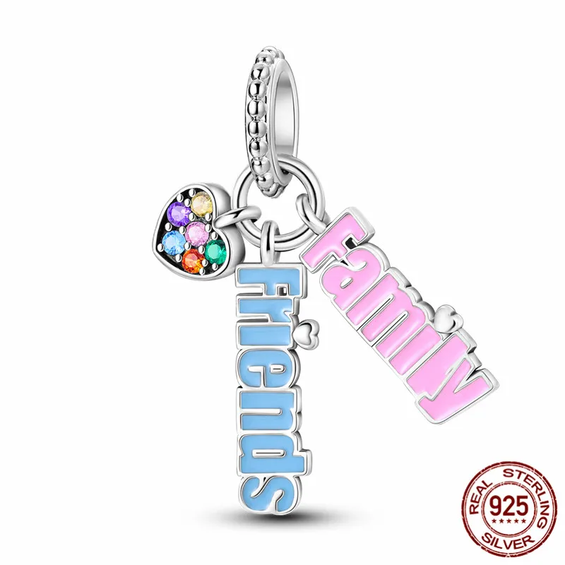 

S925 Sterling Silver Family and Friends Charm Bead with Original Bracelet - A perfect DIY jewelry gift for women.