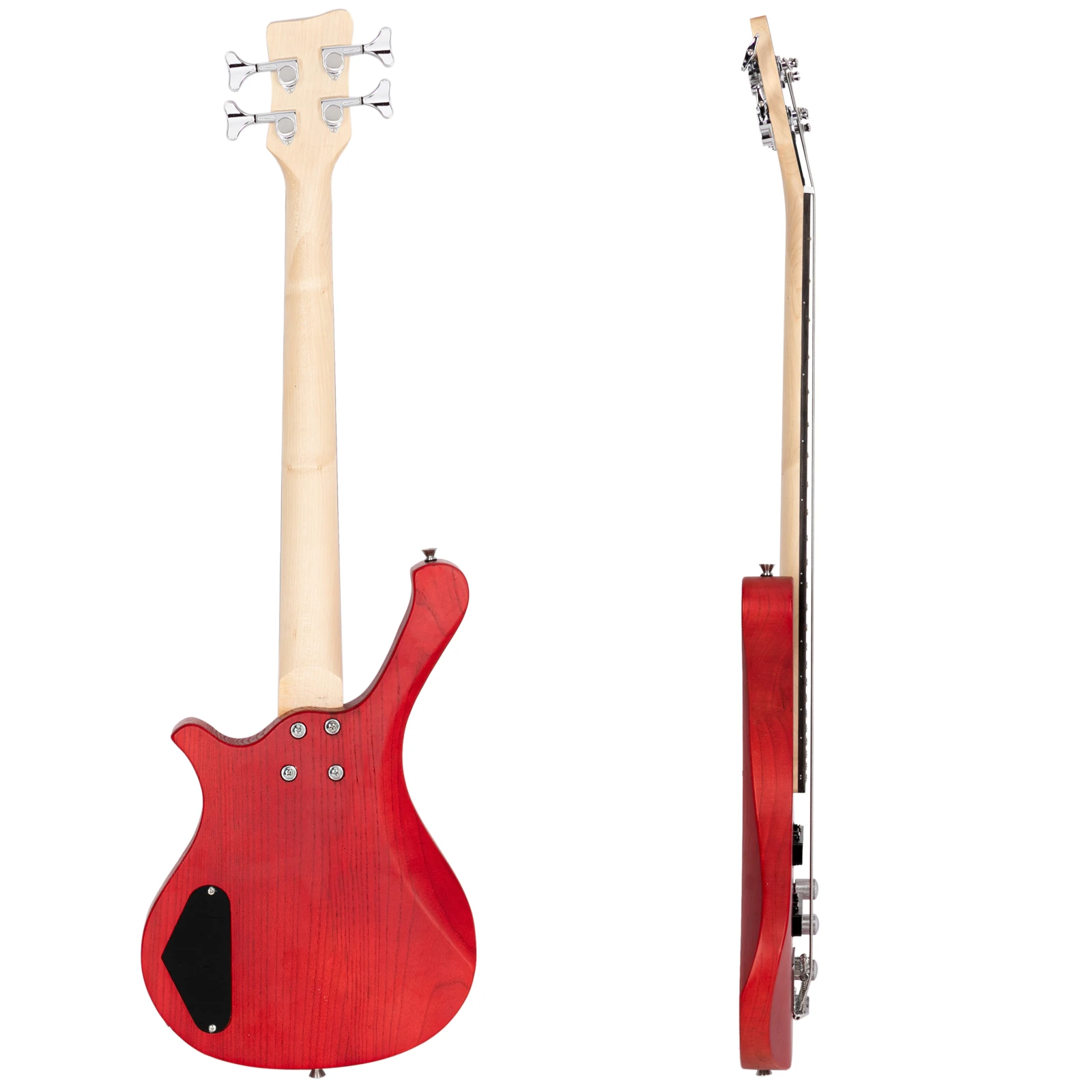 36in Small Scale Electric Bass Guitar Suit With Mahogany Body SS Pickups, Guitar Bag, Strap, Cable Red