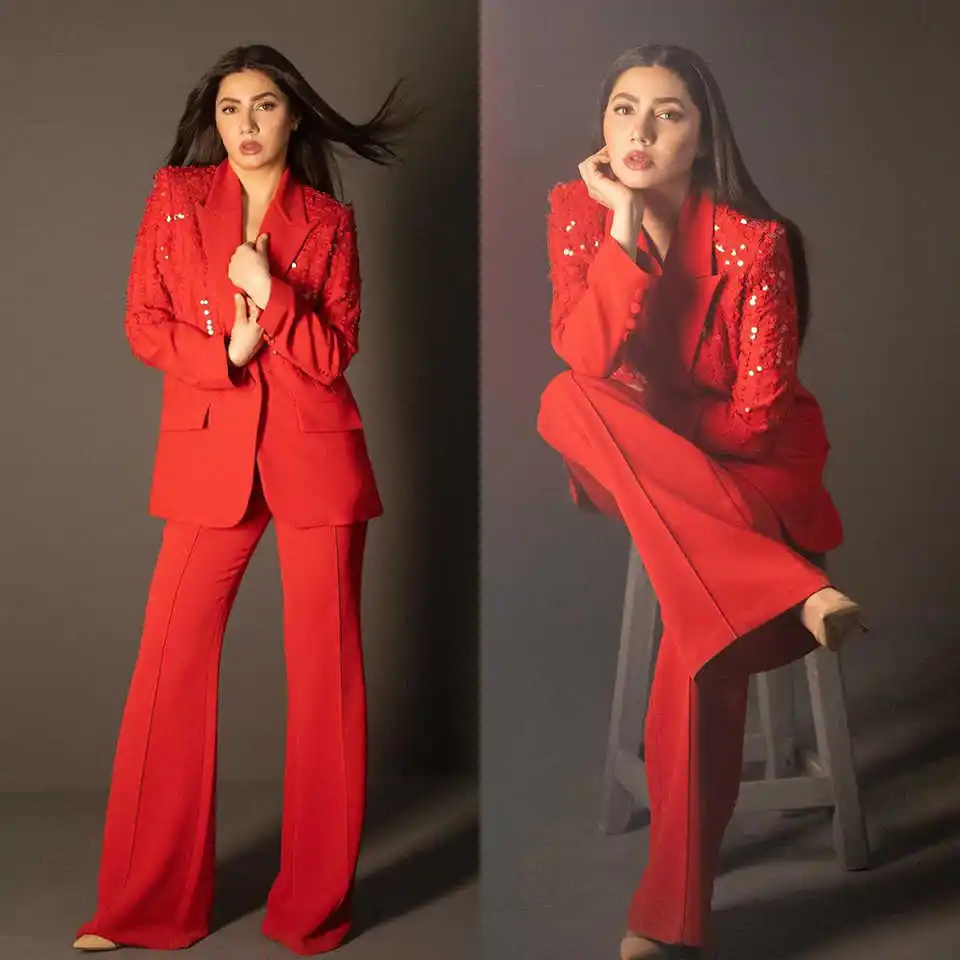 Glitter Women Suits 2 Pieces Jack Notched Lapel Long Sleeve Diamond Classic Pants Single-Breasted Slim Fit Dresses Customized