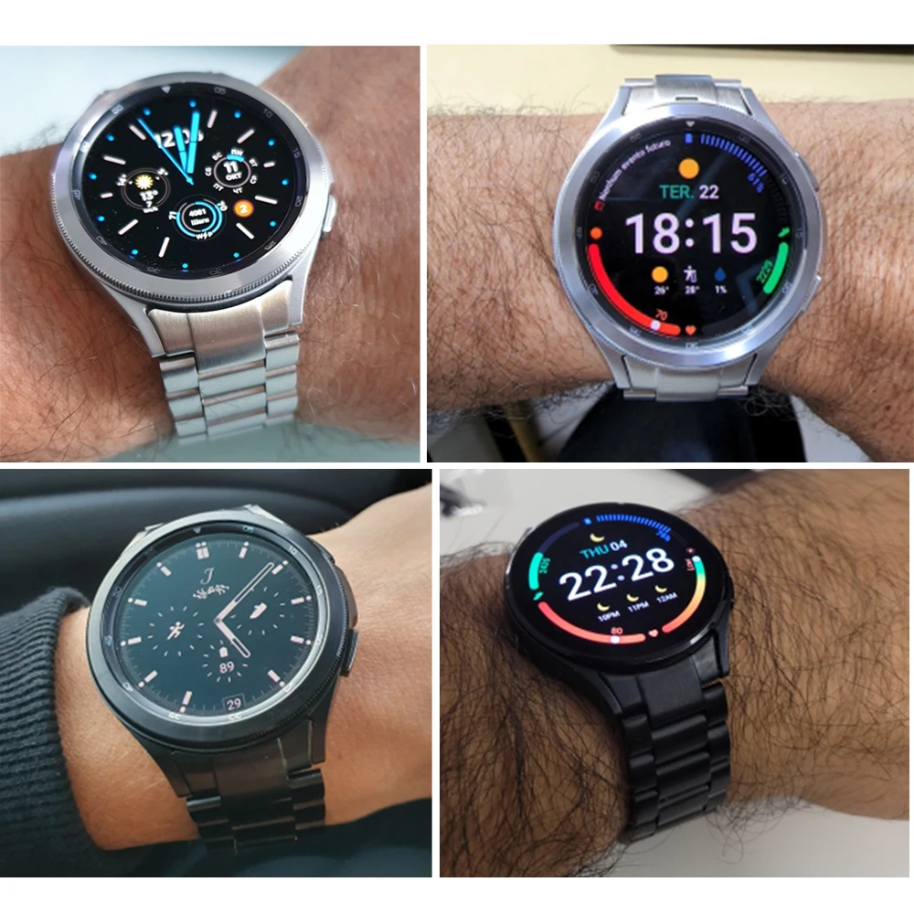 Pulseira de metal para samsung galaxy watch 5 pro 45mm/watch5 44mm 40mm/4 clássico 46mm 42mm sem lacunas pulseira de aço (titânio cinza)