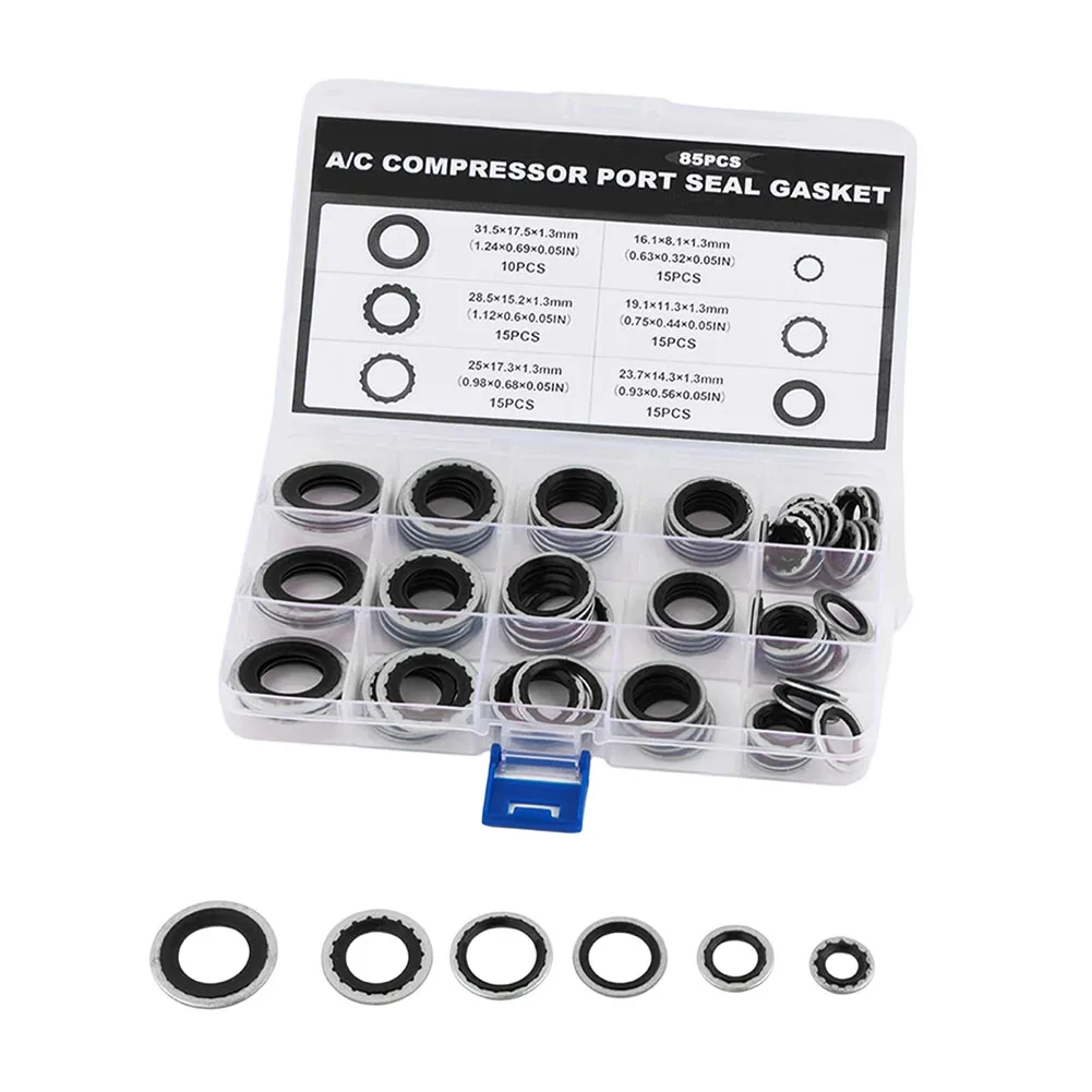 85PCS A/C Compressor Seal Washers Kit Air Conditioning Compressor Port Gasket Automotive Sealing Gasket Repair Parts view 4