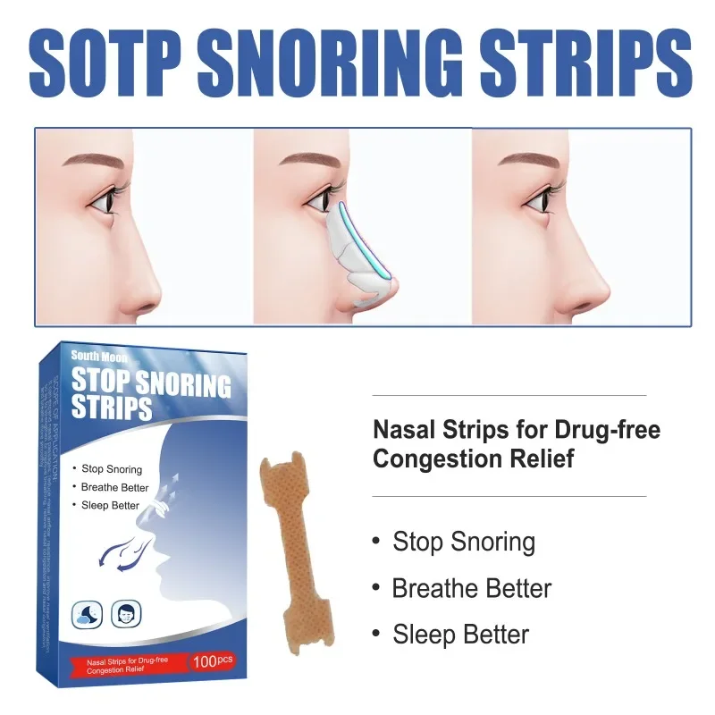 100PCS Breath Nasal Strips Right Aid Stop Snoring Nose Patch Good Sleeping Patch Product Easier Breath Sleep Aid Decive