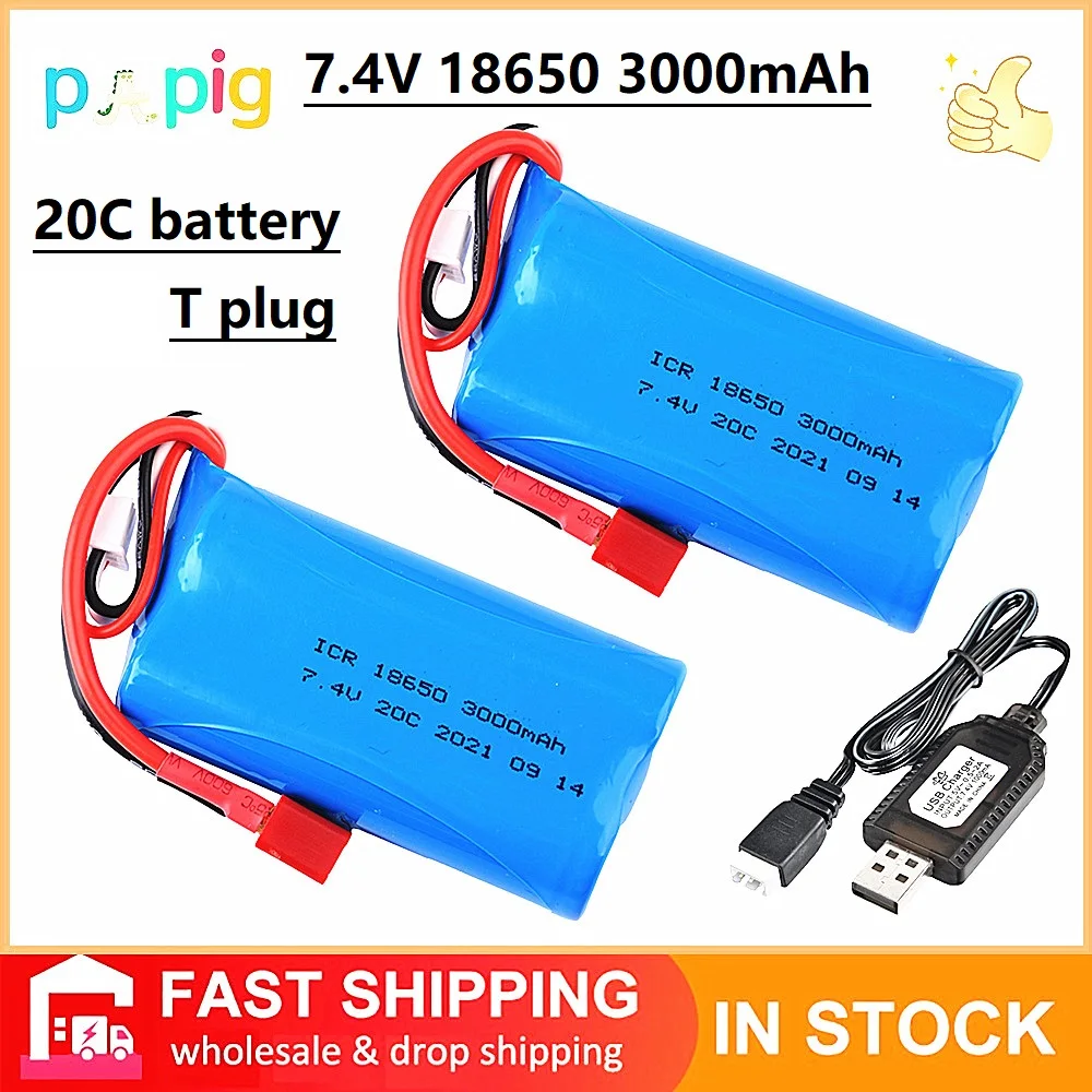 T PLUG 7.4V 3000mAh 18650 Lipo Battery for Wltoy 10428 /12428/12423 RC Car Parts 2s 7.4v Battery For Wltoys 144001 A959-B A969-B