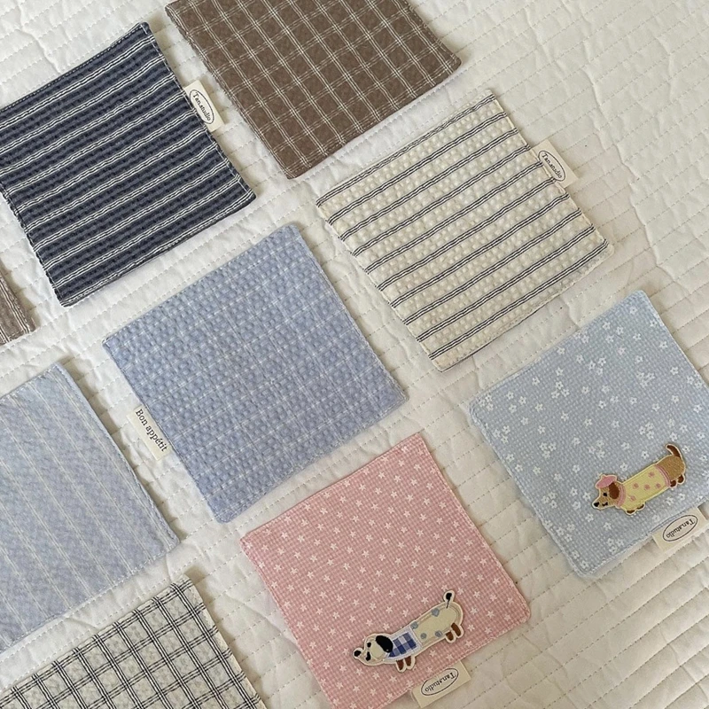 

New Stripe Series Multicolor Korean Cotton Coaster Square Fresh Table Cloth Heat Insulation Mat Coffee Cup Placemat Table Decor