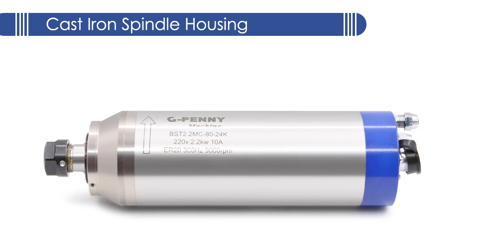 G-Penny CNC 2,2KW ER20 Wassergekühlte Spindel 80mm Durchmesser 4-Polig 4000-9000RPM Metallbearbeitungsspindel für Eisen, Stahl und Hartmetall – Detail 9